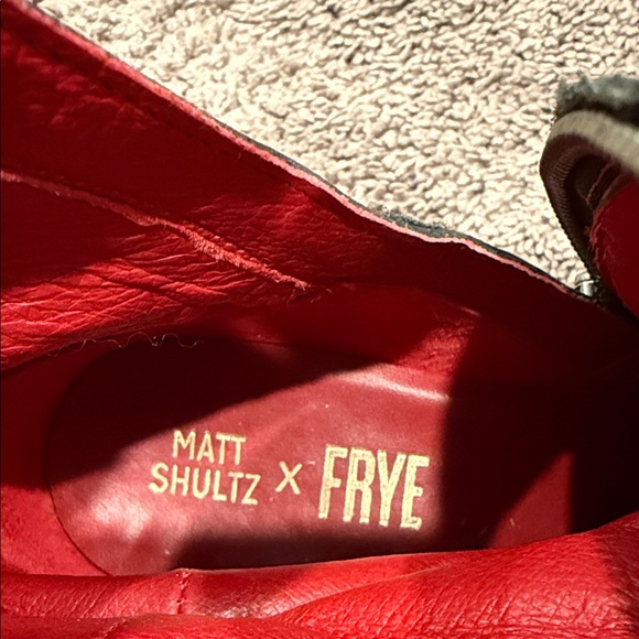 Frye Black Leather Men's Boots with Red Lining - Picture 2 of 4